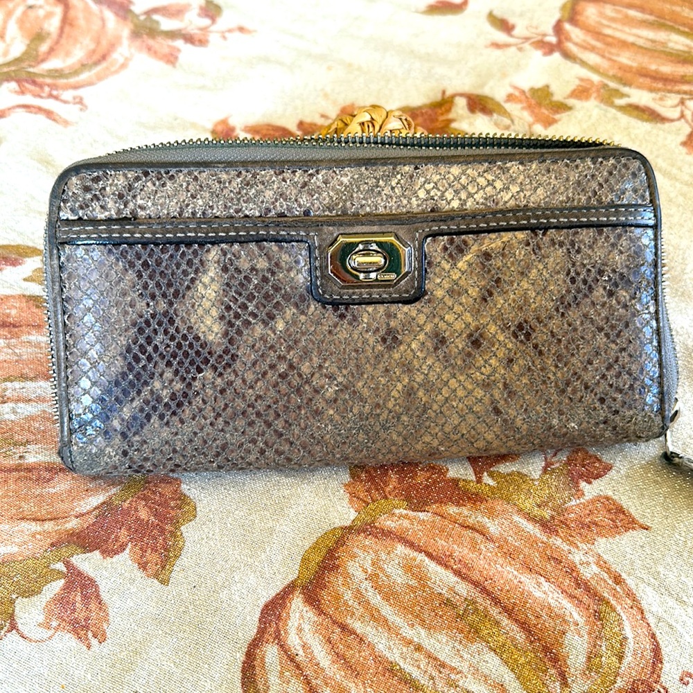 Coach wallet brown snake design
